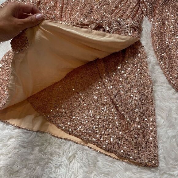Princess Polly Sequin Mini Dress in Rose Gold - Picture 5 of 12
